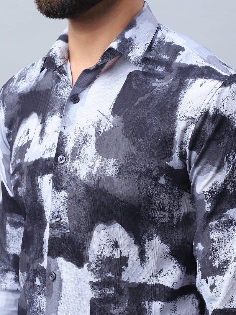 Abstract Printed Cotton Casual Shirt For Men