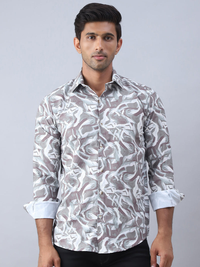 Abstract Printed Cotton Casual Shirt For Men