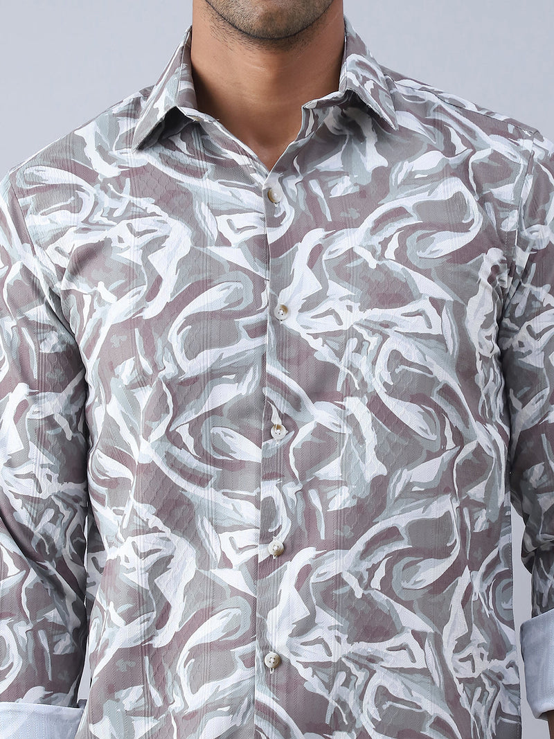 Abstract Printed Cotton Casual Shirt For Men