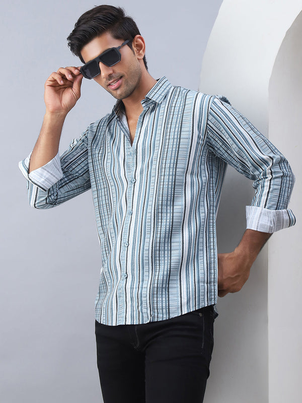 Striped Cotton Casual Shirt For Men