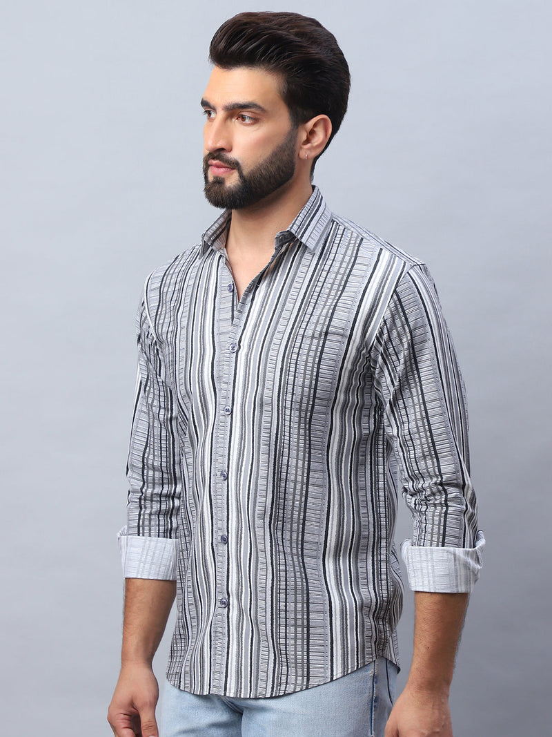 Striped Cotton Casual Shirt For Men