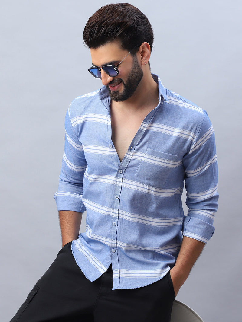 Striped Cotton Casual Shirt For Men