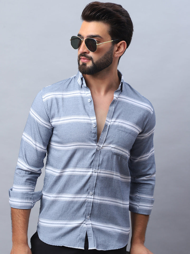 Striped Cotton Casual Shirt For Men