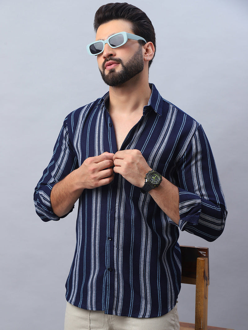 Striped Pure Cotton Casual Shirt for Men