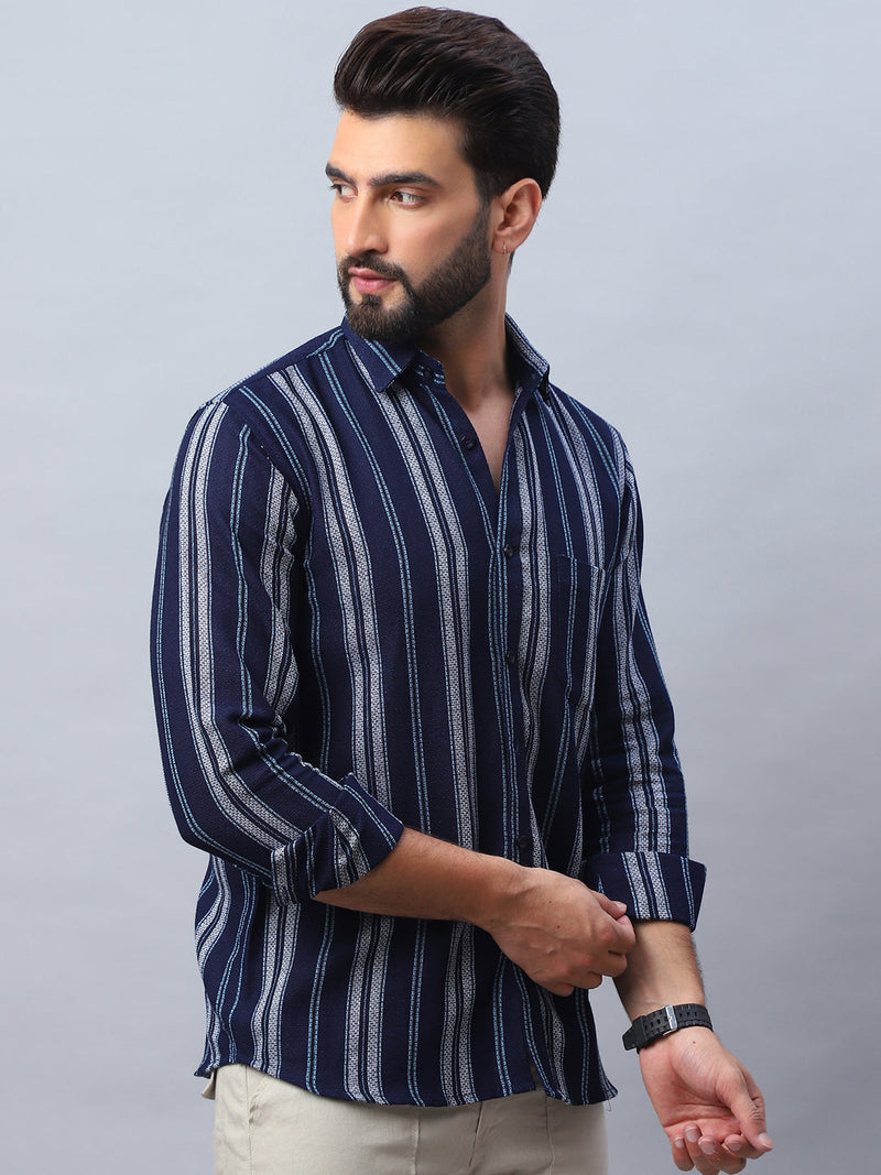 Striped Pure Cotton Casual Shirt for Men