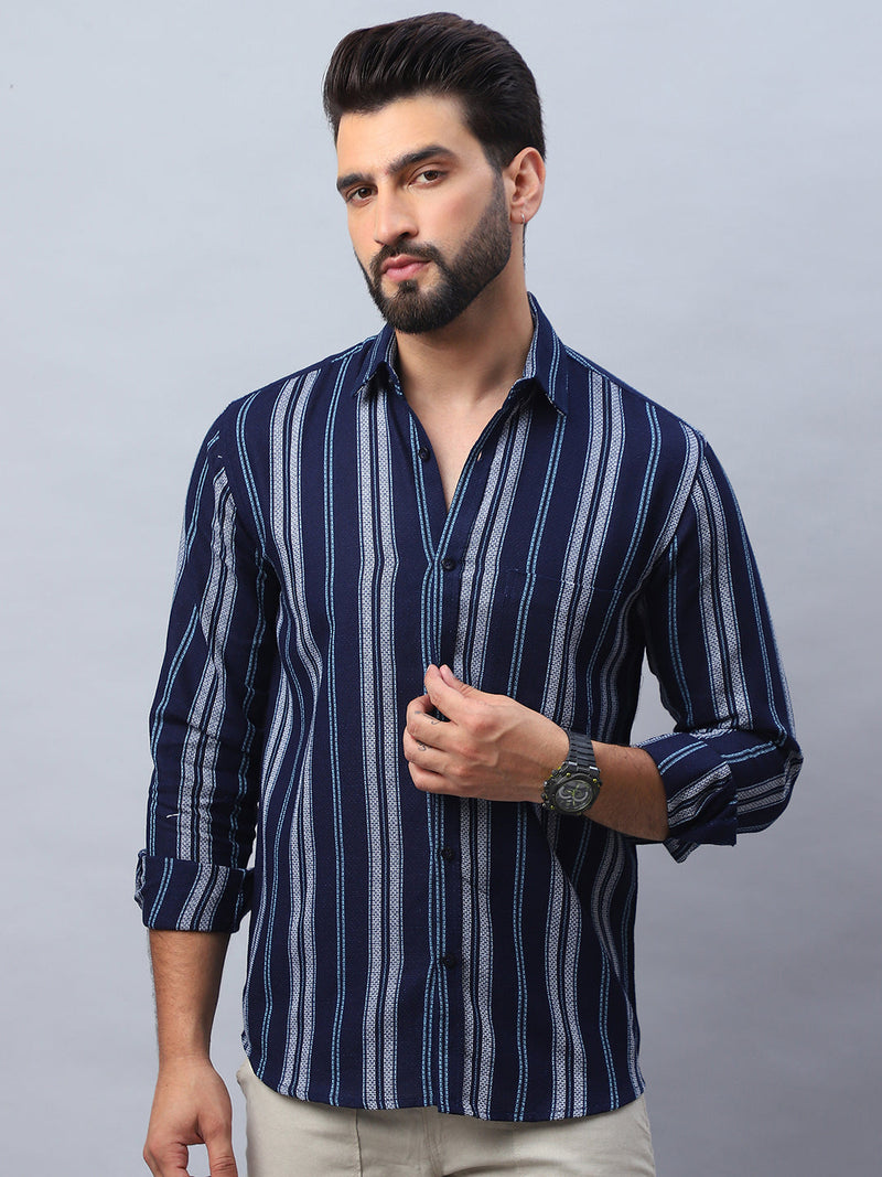 Striped Pure Cotton Casual Shirt for Men