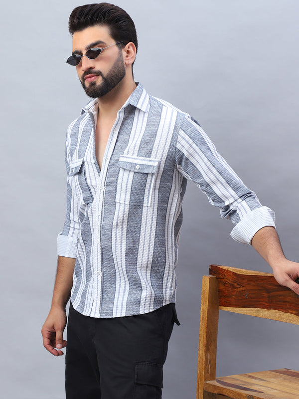 Striped Cotton Casual Shirt for Men