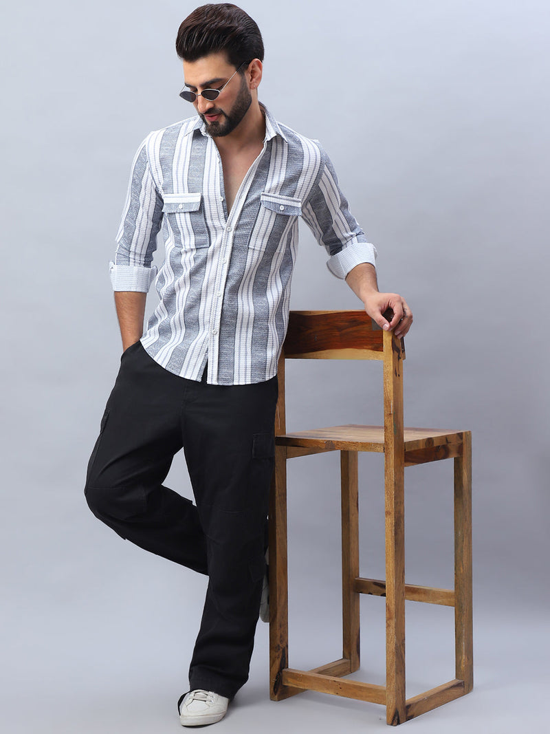 Striped Cotton Casual Shirt for Men