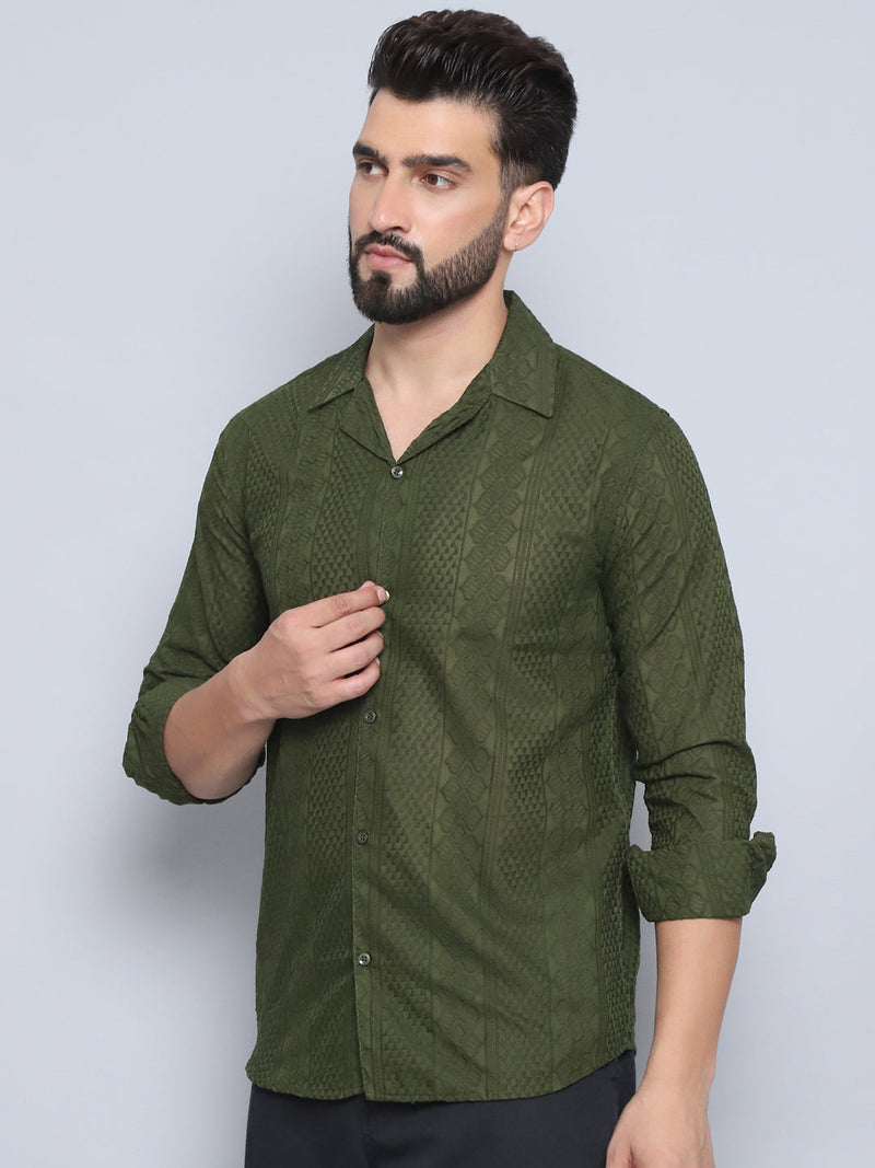 Men's Embroidered Cotton Casual Shirt