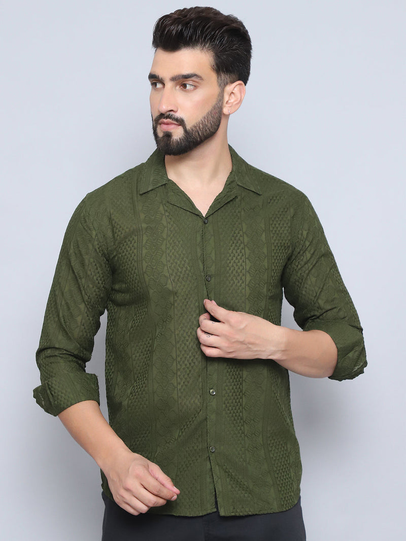 Men's Embroidered Cotton Casual Shirt