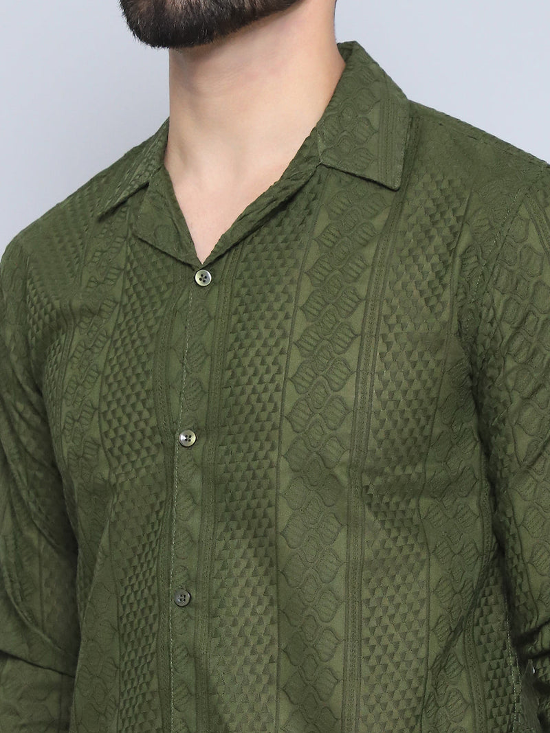 Men's Embroidered Cotton Casual Shirt