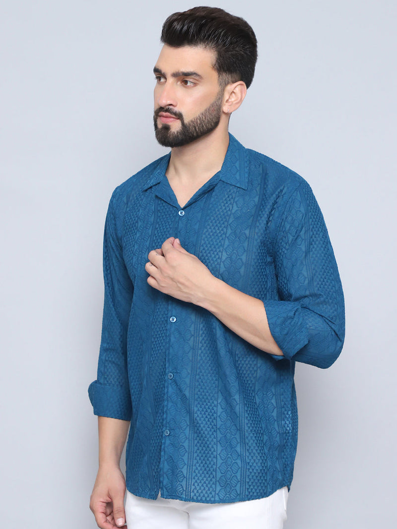 Men's Embroidered Cotton Casual Shirt