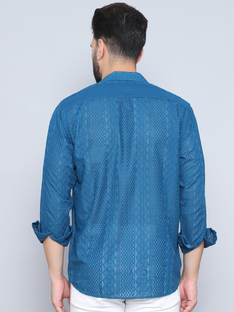 Men's Embroidered Cotton Casual Shirt