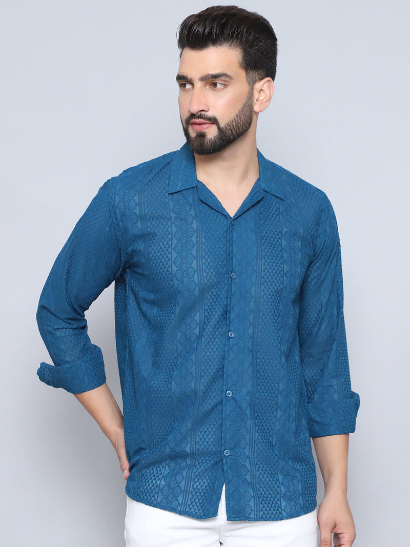 Men's Embroidered Cotton Casual Shirt