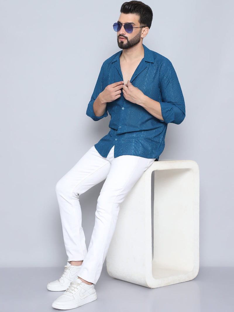 Men's Embroidered Cotton Casual Shirt