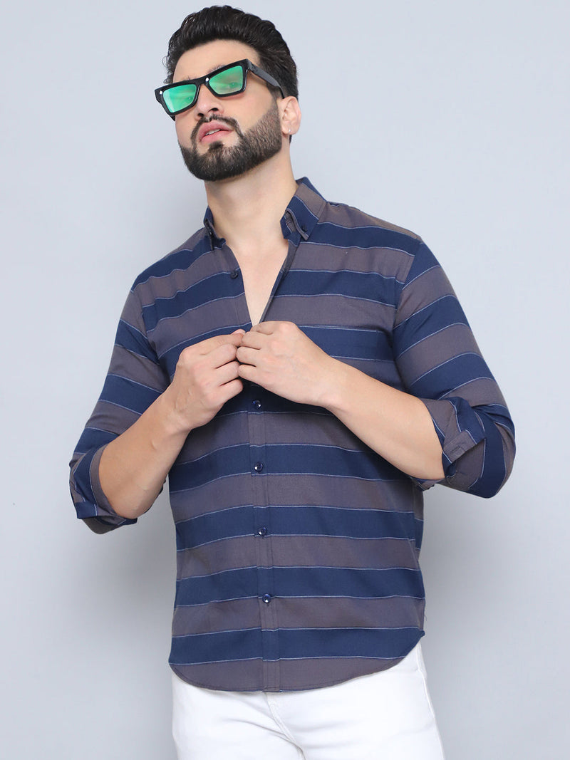 Striped Regular Fit Casual Shirt For Men