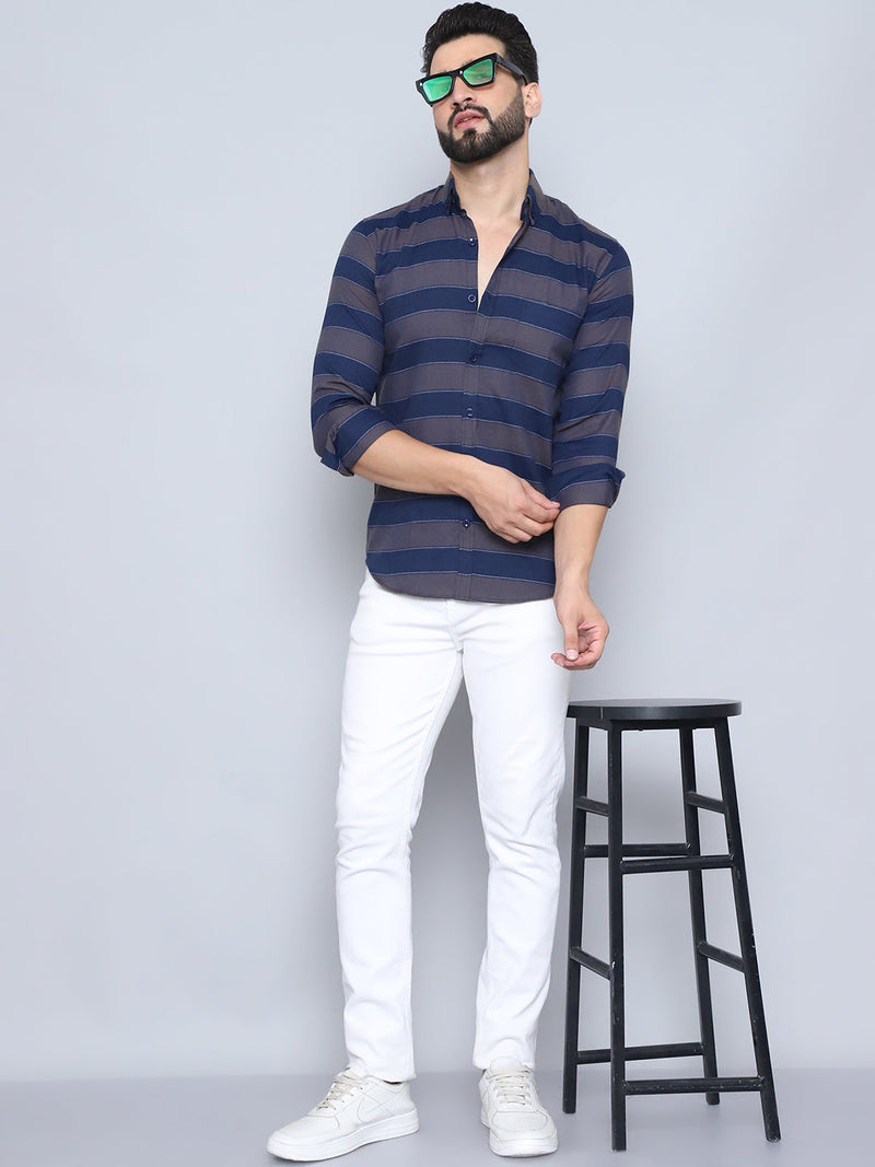 Striped Regular Fit Casual Shirt For Men