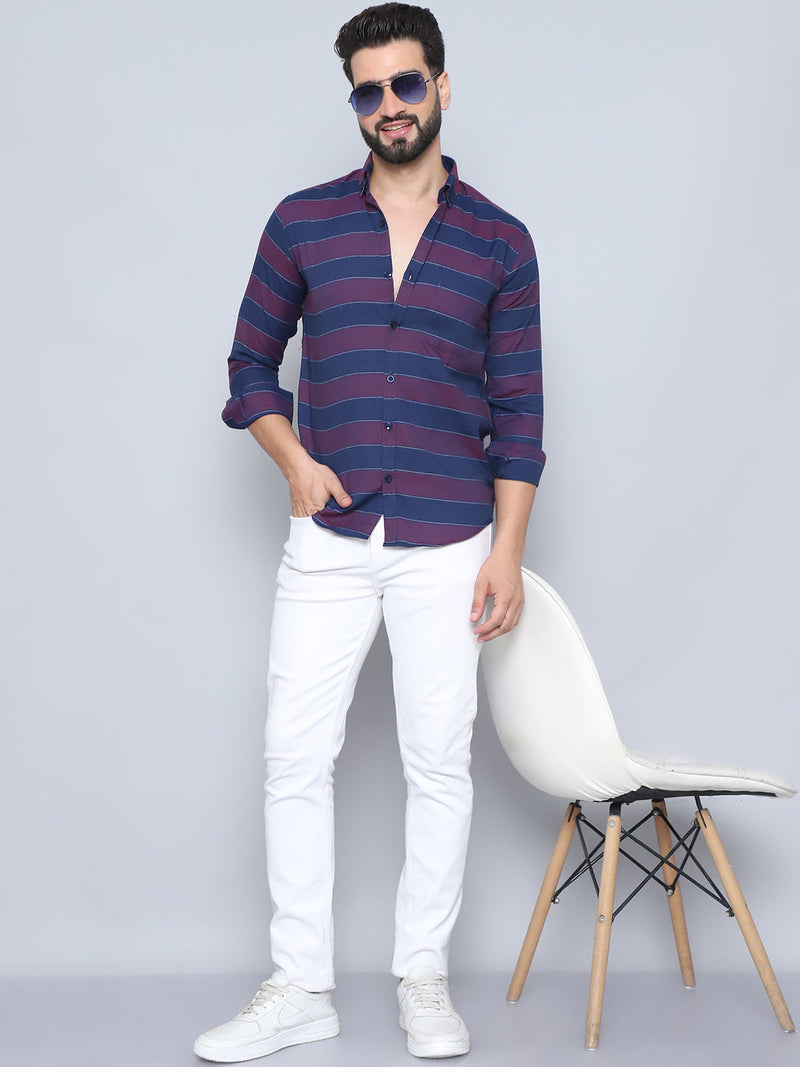 Striped Regular Fit Casual Shirt For Men