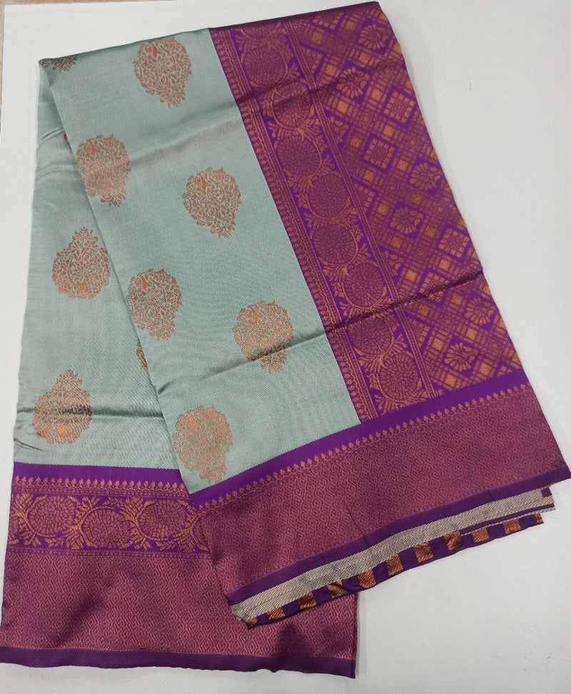 Vamika Weaving Banarasi Jacquard sky blue Kanjivaram Saree