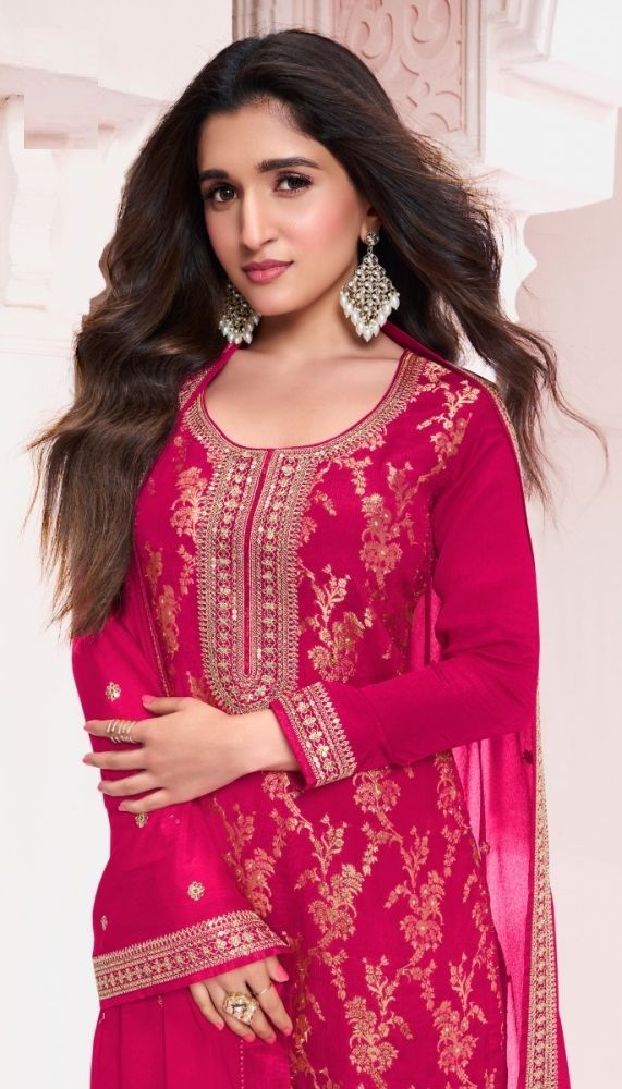 Aastha Pink Dupatta with Jacquard Viscose top fabric santoon Bottom fabric
