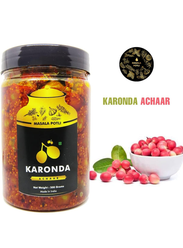 MASALA POTLI Homemade Rajasthani Karonda Achaar | Spicy & Tangy Carissa Carandas Pickle (Karonda, 500 Grams)