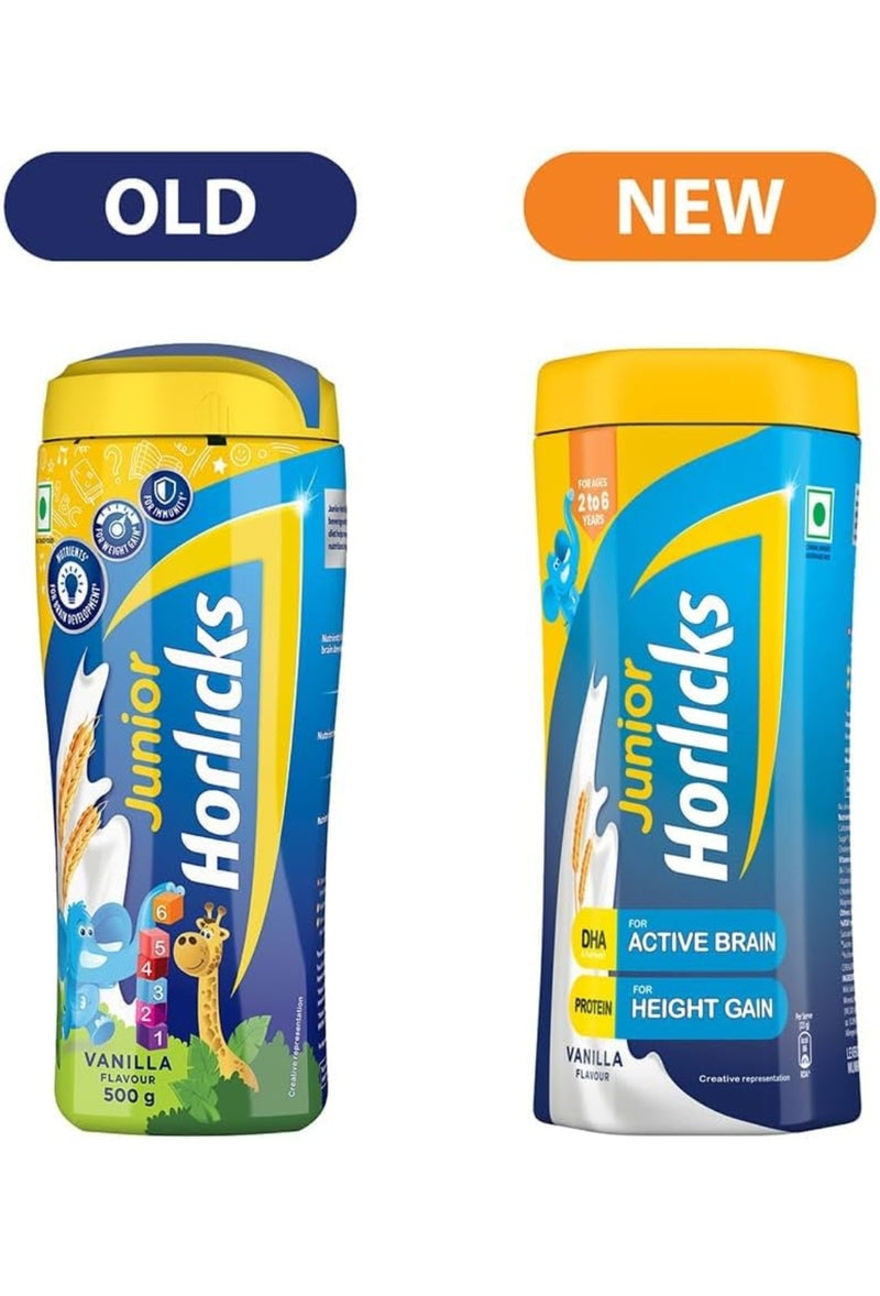 Junior Horlicks Nutrition Drink 500G, Vanilla, Nutrition For Toddlers & Young Kids (2-6 Years) For Supporting Growth