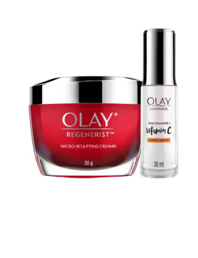 Olay 2x Glow Booster With Vitamin C Serum + Regenerist Microsculpting Day Moisturizer (2 pcs)