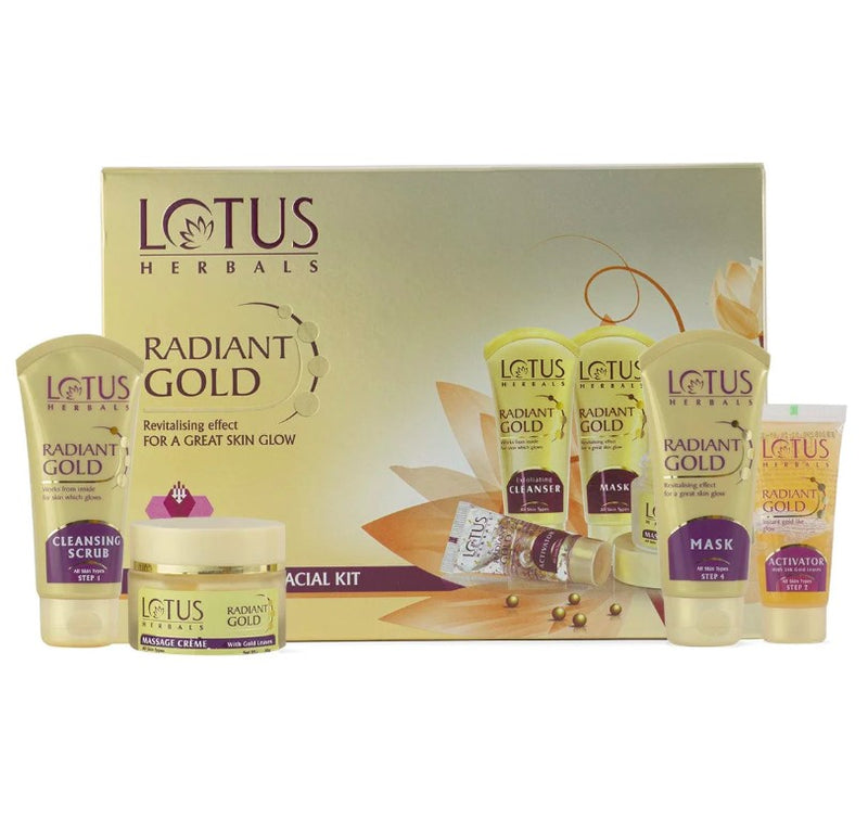 Lotus Herbals Radiant Gold Cellular Glow Facial Kit For All Skin Types 170 grams