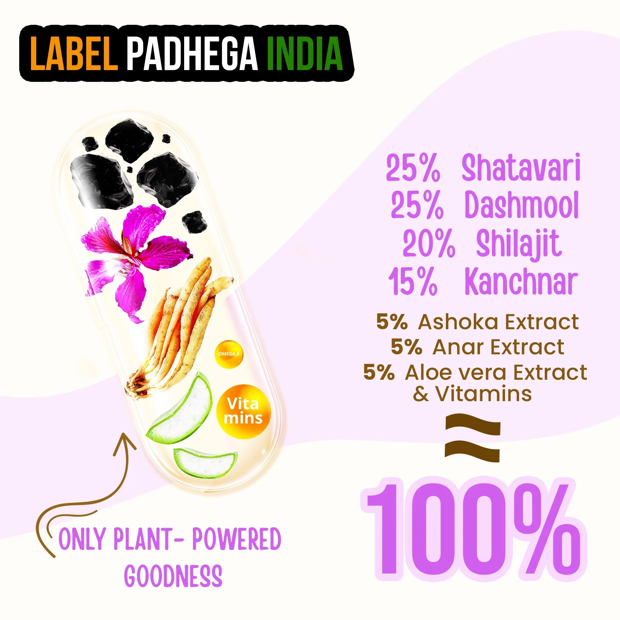 WildOak PCOS & PCOD Care Capsules | Hormonal Imbalance | Manages Irregular Periods | PCOS induced Hairfall | Ovarian Support | Weight Loss | Shatavari, Dashmool & Kanchnar | Omega 3 | 60 Veg Capsules