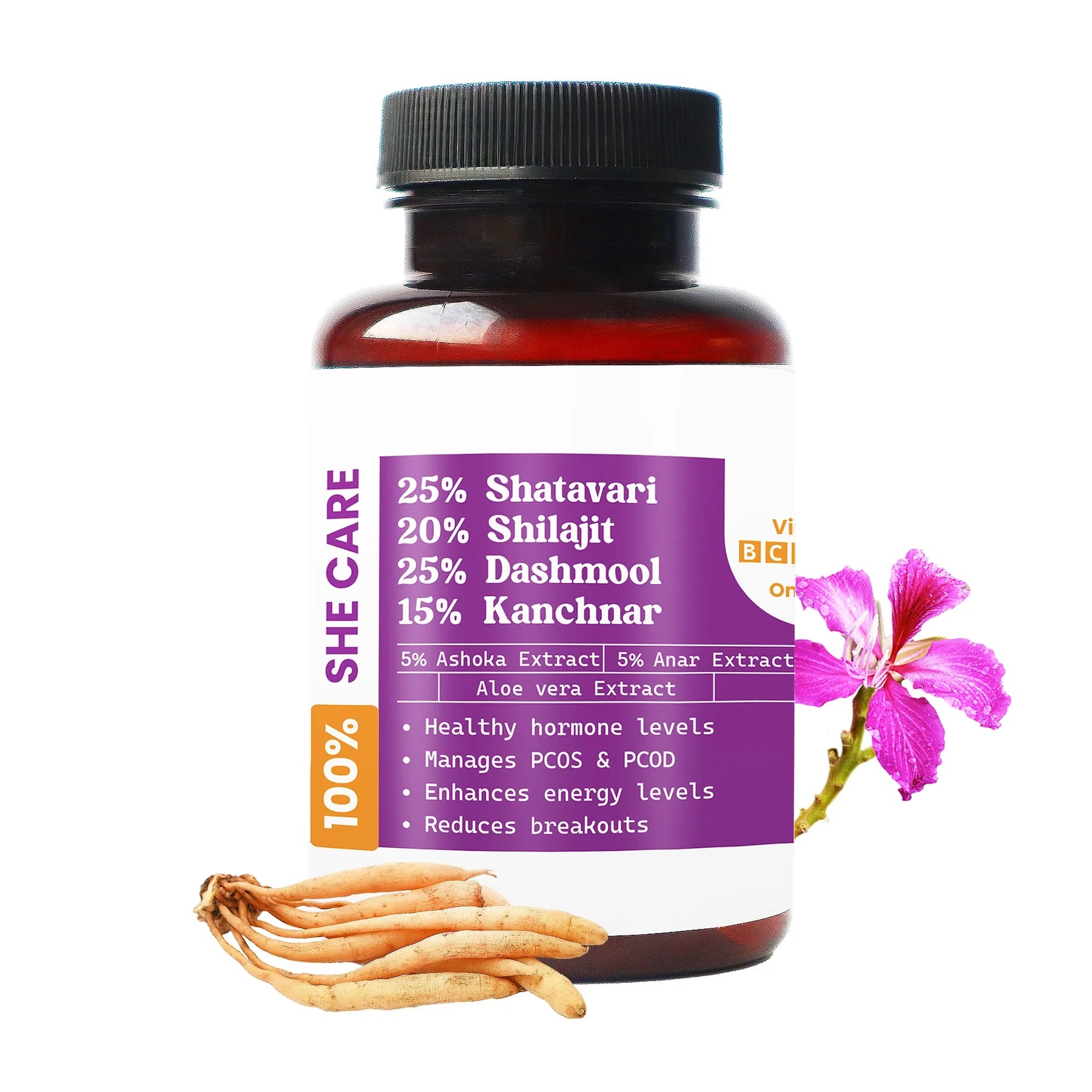 WildOak PCOS & PCOD Care Capsules | Hormonal Imbalance | Manages Irregular Periods | PCOS induced Hairfall | Ovarian Support | Weight Loss | Shatavari, Dashmool & Kanchnar | Omega 3 | 60 Veg Capsules