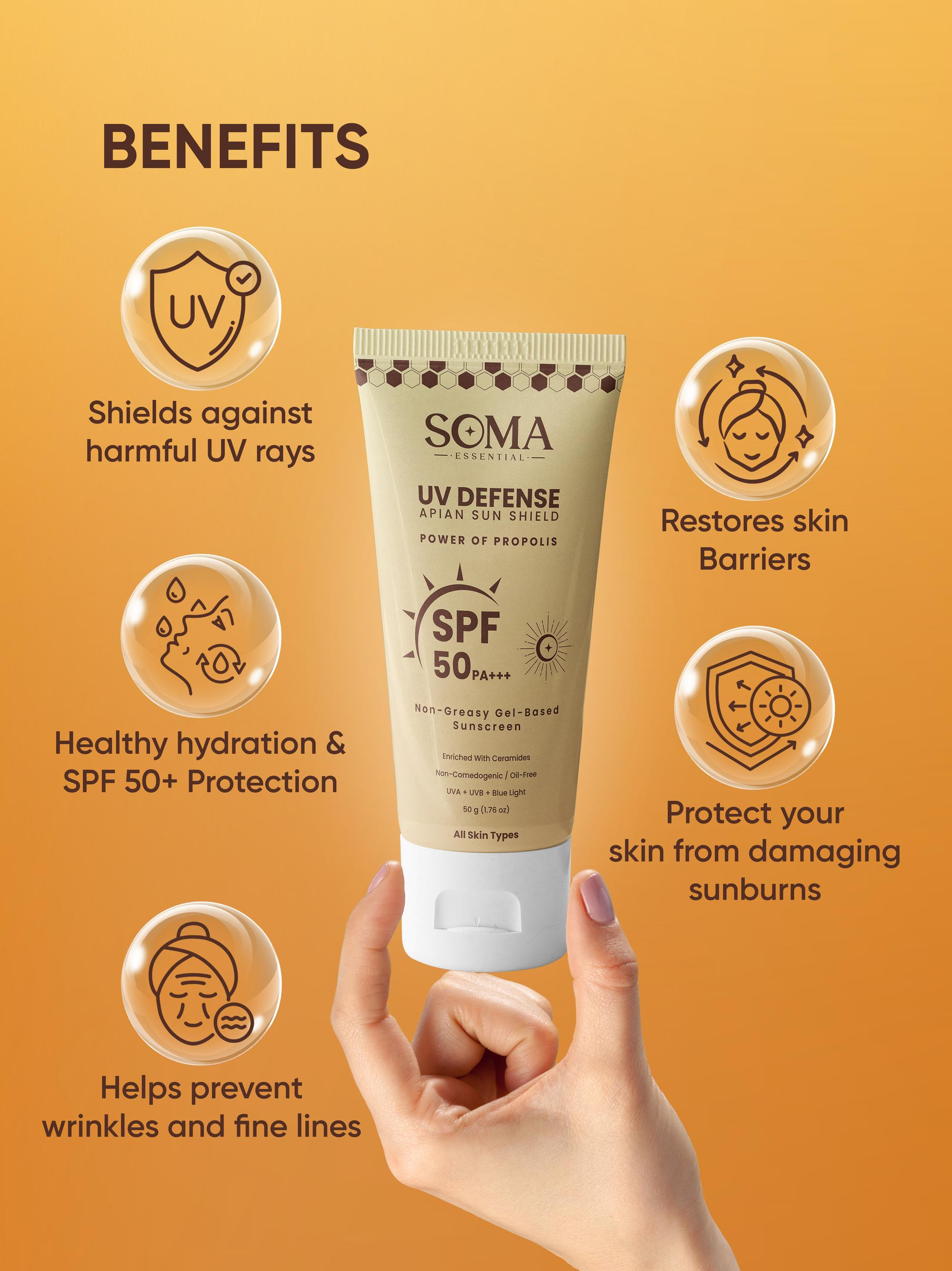 Soma Essential Propolis Based Apian Sunshield, 4% Niacinamide & Ceramides