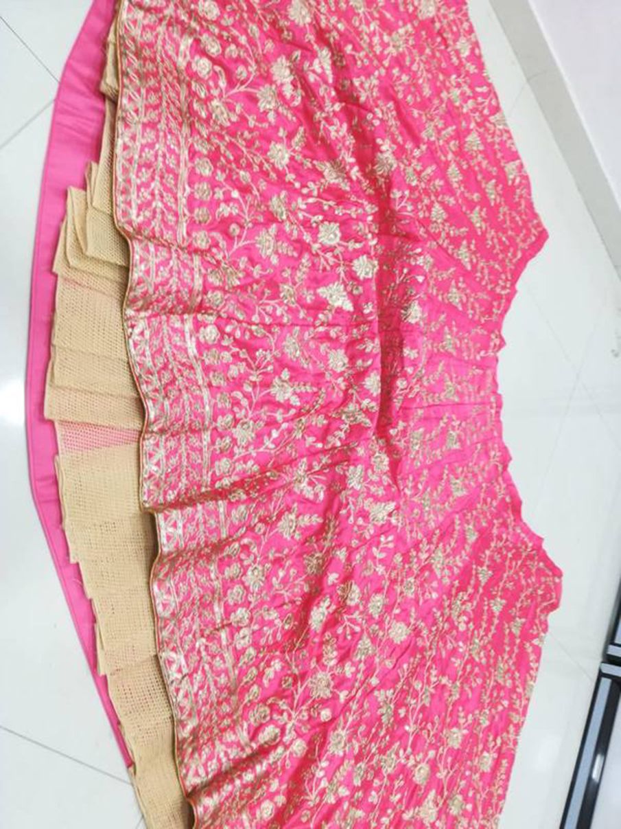 Aastha fashion Pink Malai Satin Silk lehanga blouse Embroidered work - Prithvi Mart