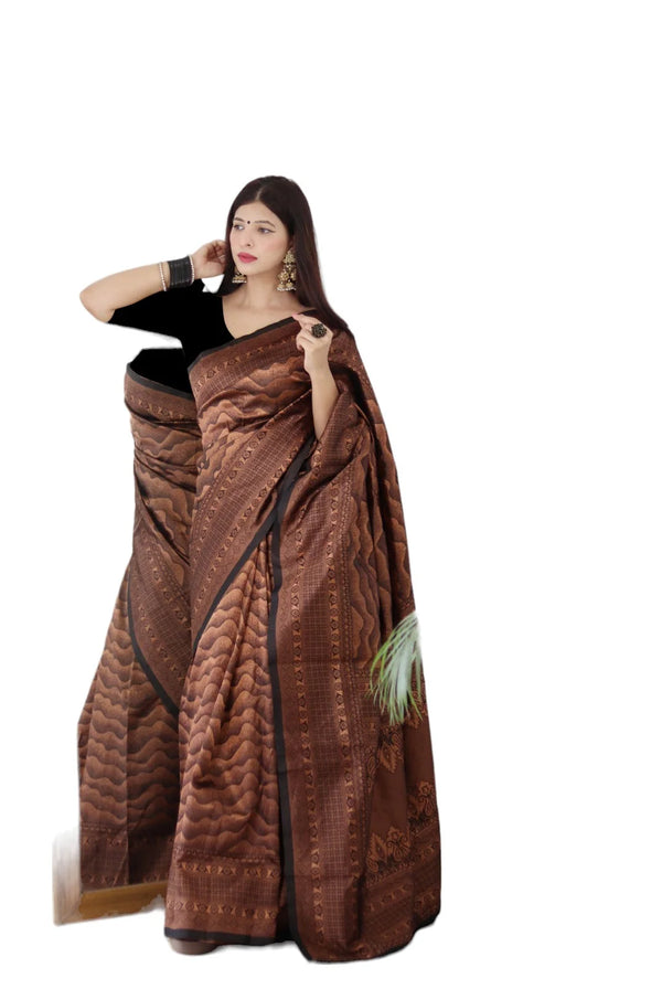 Vamika Weaving Banarasi Jacquard black Kanjivaram Saree