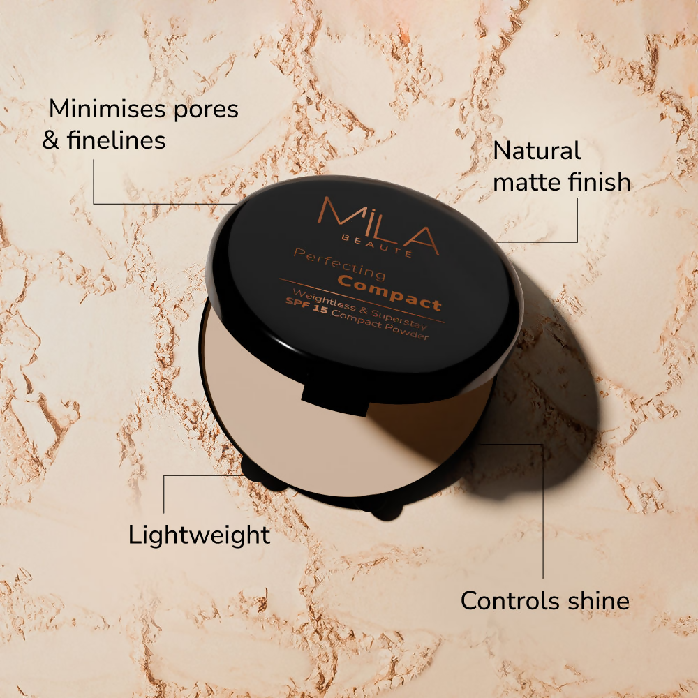 Mila Beaute Superstay Natural Matte Finish Perfecting Compact Powder with SPF 15 - Natural