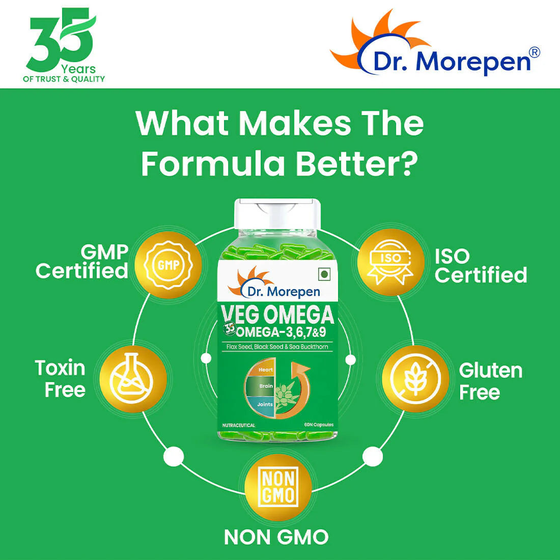 Dr. Morepen Veg-Omega Veg Capsules -Pack of 1 - 60 caps