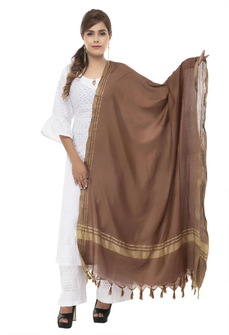 Mominos Fashion Moeza Slub Cotton Brown Dupatta