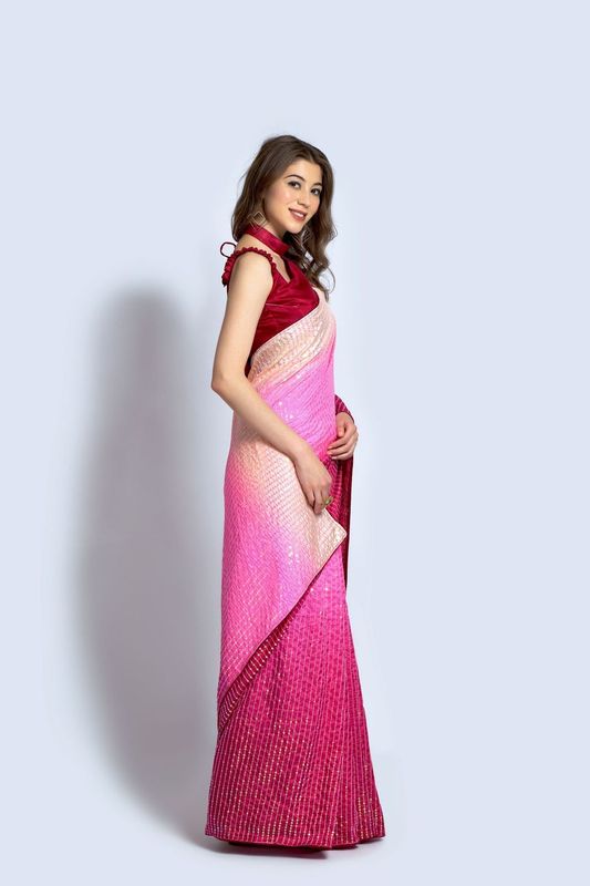 Aastha Multi Vichitra silk Heavy Satin Banglori work Wine color
