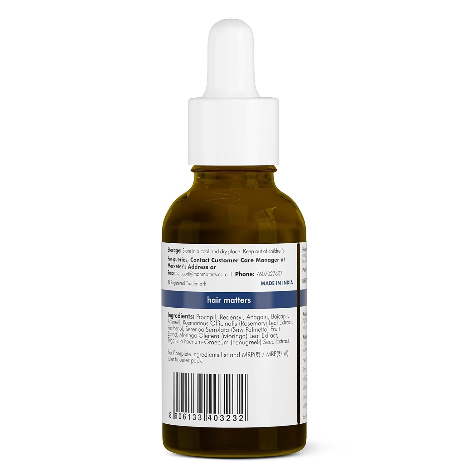 Man Matters Advanced Hair Serum With 3% Redensyl, 2% Anagain & 1% Aminexil, Rosemary Leaf Extract