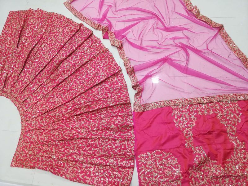 Aastha fashion off pink Lehenga Choli with two tone tafeta satin silk fabric blouse fabric