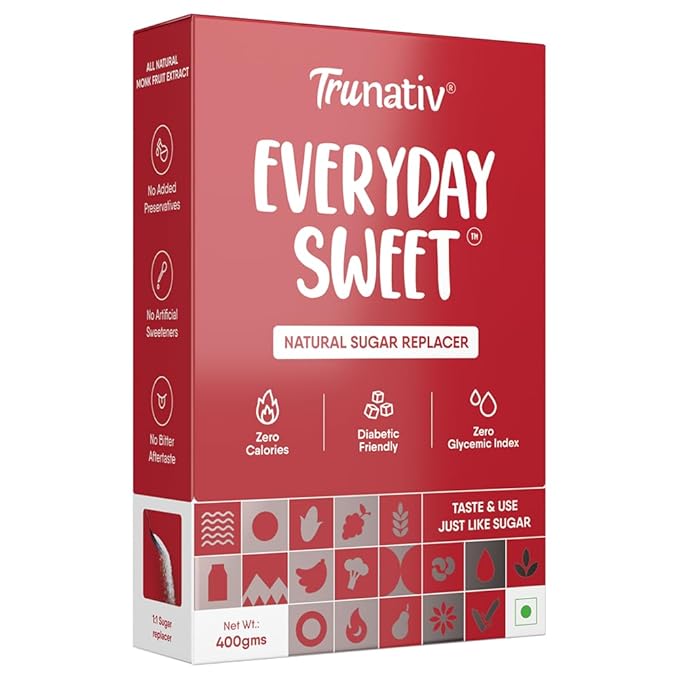 TruNativ Everyday Sweet | Zero Calories | Natural Sweetener|1:1 Sugar Replacer | Zero Carb - Diabetic Friendly - Keto Friendly | Monk Fruit Extract | Cook Bake Blend - No Aftertaste