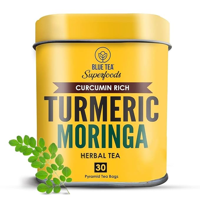 BLUE TEA - Turmeric Moringa Herbal Tea - 30 Tea Bags - Plant Based || AYURVEDIC BLEND