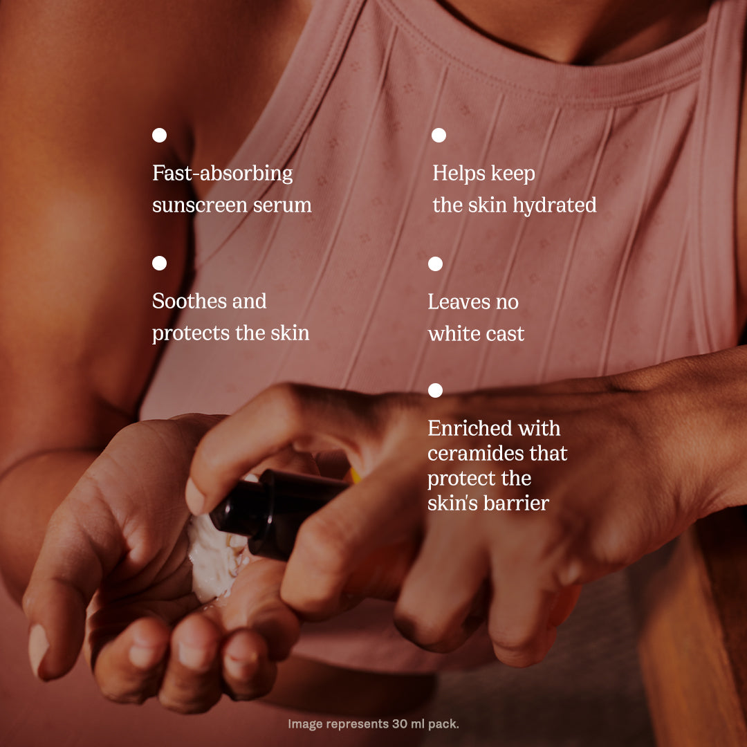 82°E By Deepika Padukone Turmeric Shield SPF 40 PA+++ Soothing Sunscreen Serum With Turmeric and Ceramides