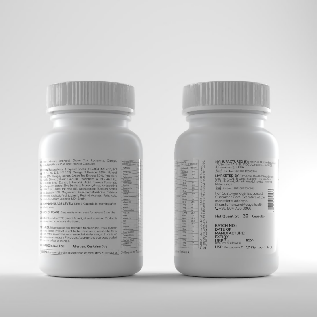 Traya Hair Vitamins with Biotin and Bhringraj Capsules