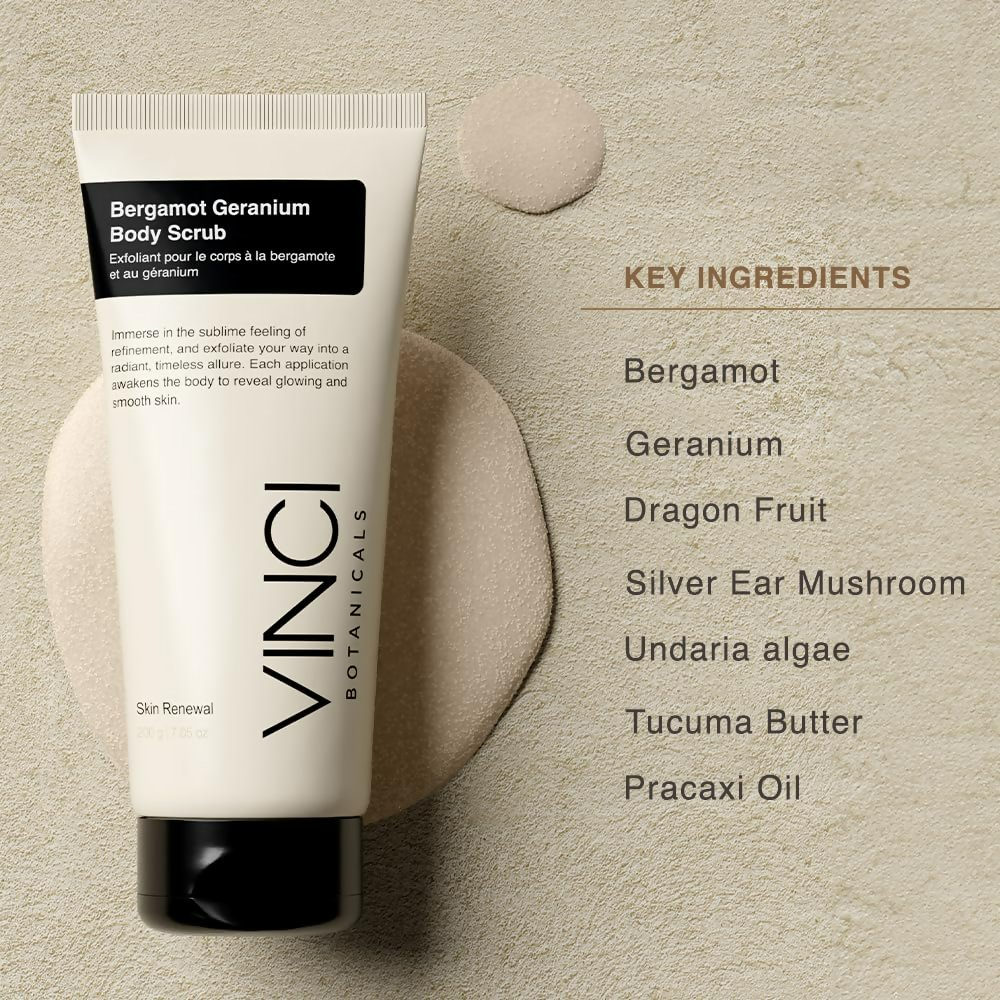 Vinci Botanicals Bergamot Geranium Body Scrub