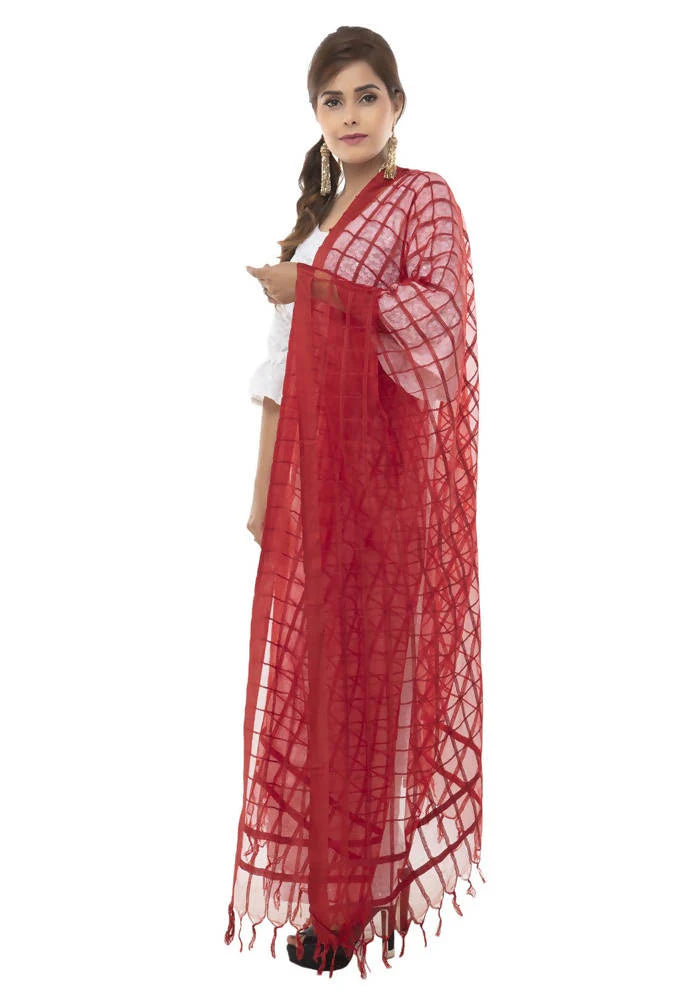 Mominos Fashion Red Cotton Square Dupatta