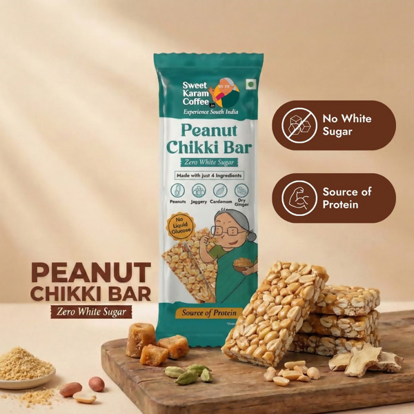 Sweet Karam Coffee Peanut Chikki Bar (Zero White Sugar)