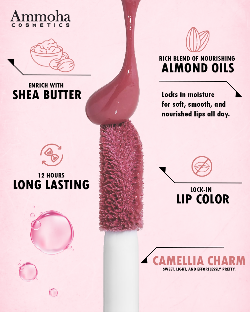Ammoha Cosmetics Long-Lasting, Matte-Finished Camellia Charm Color Liquid Lipstick