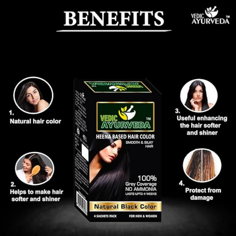 VedicAyurveda Henna Based Hair Colour, Natural Black and Chestnut Brown
