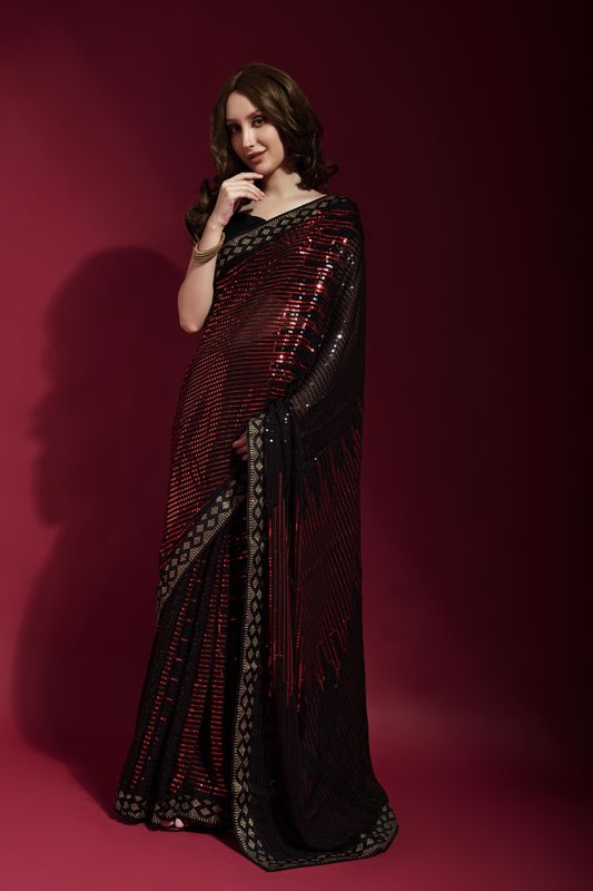 Aastha Black Heavy Georgette Heavy Satin Banglori Sequance Embroidery work