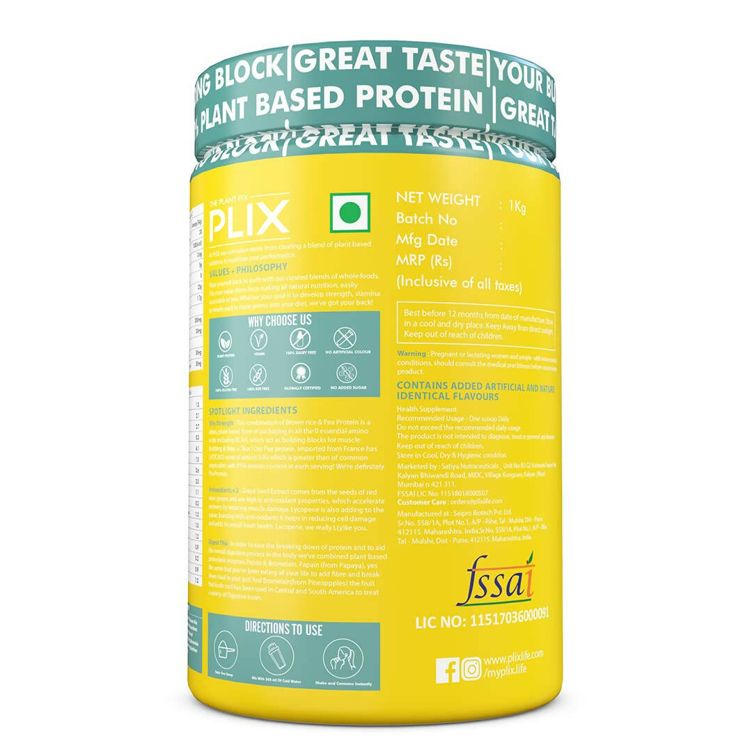 PLIX The Plant Fix Strength Vegan Plant Protein Powder - Mango